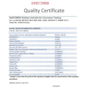 Sel normalisé (NaCl) SaliCORR® pour brouillard salin